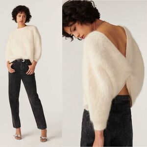 Ba&sh Fill Twisted Alpaca Wool Cream Sweater Backless Crew Scoop Size XS